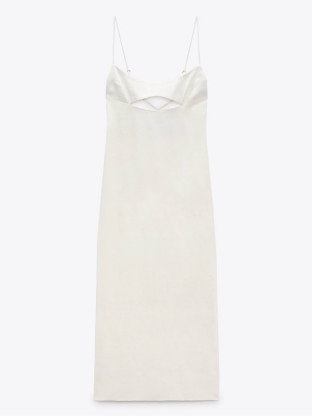 Zara XXL White Linen Blend Cutout Midi Slip Dress NWT - Picture 4 of 12